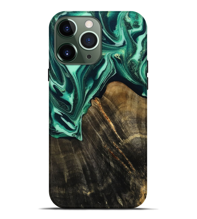 iPhone 13 Pro Max Wood Live Edge Phone Case - Solomon (Green, 808696)