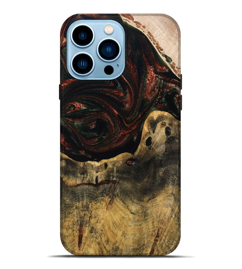 iPhone 14 Pro Max Wood Live Edge Phone Case - Aryanna (Red, 808697)