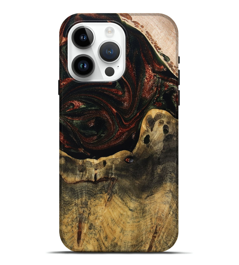 iPhone 15 Pro Max Wood Live Edge Phone Case - Aryanna (Red, 808697)