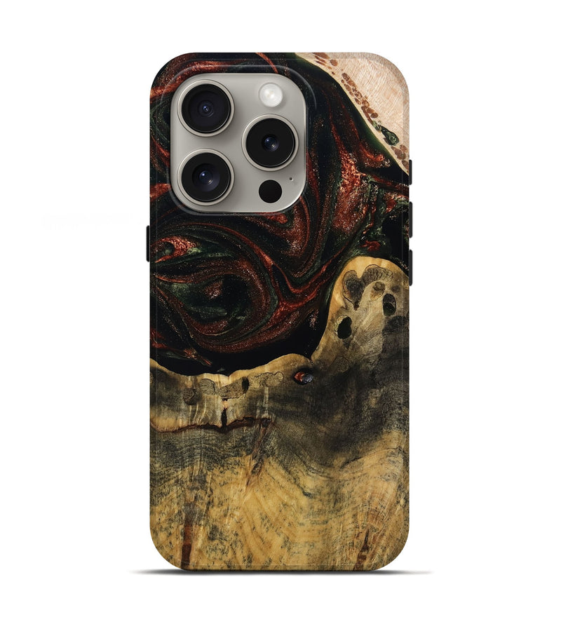 iPhone 16 Pro Wood Live Edge Phone Case - Aryanna (Red, 808697)