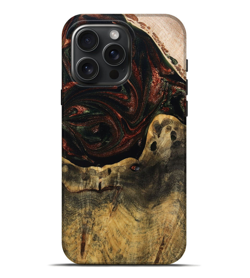 iPhone 16 Pro Max Wood Live Edge Phone Case - Aryanna (Red, 808697)