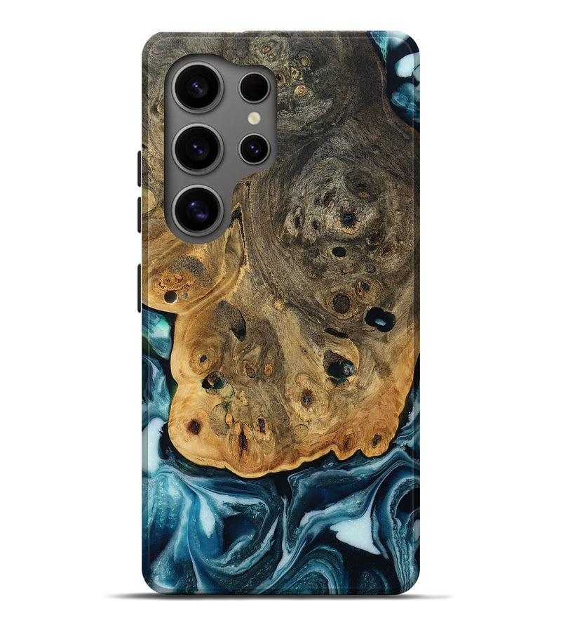 Galaxy S25 Ultra Wood Live Edge Phone Case - Aaron (Blue, 808699)