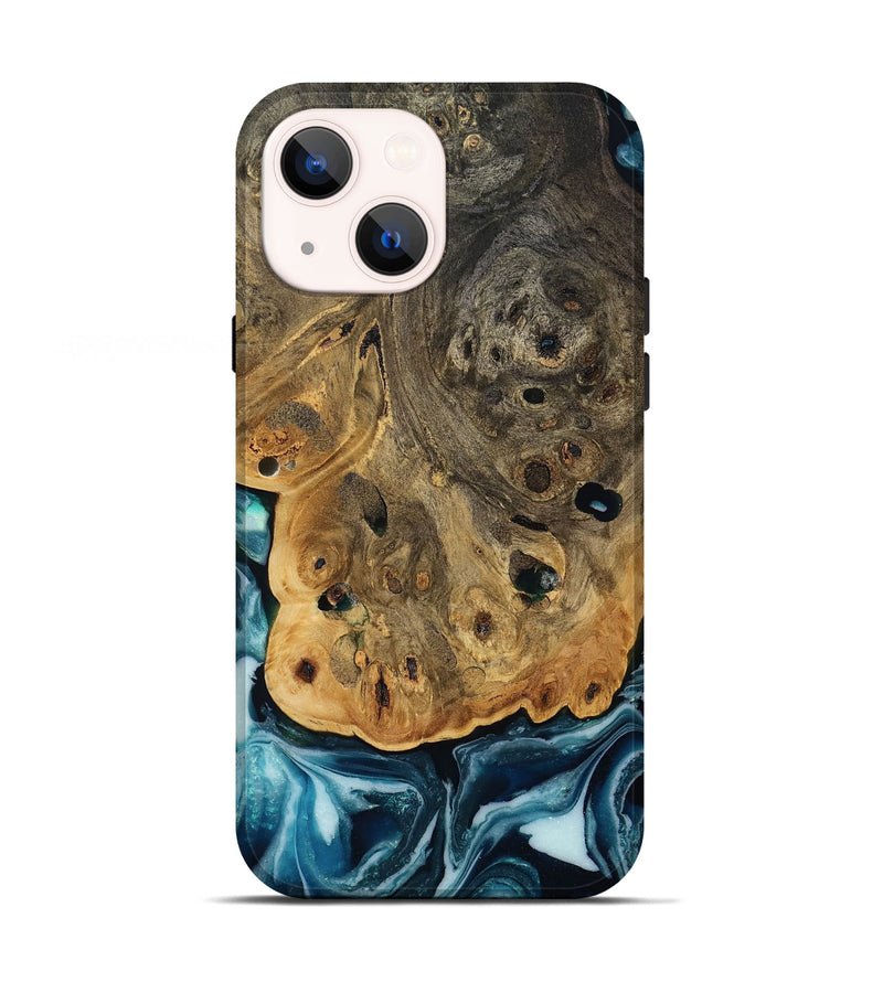 iPhone 13 Wood Live Edge Phone Case - Aaron (Blue, 808699)