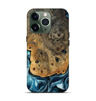 iPhone 13 Pro Wood Live Edge Phone Case - Aaron (Blue, 808699)