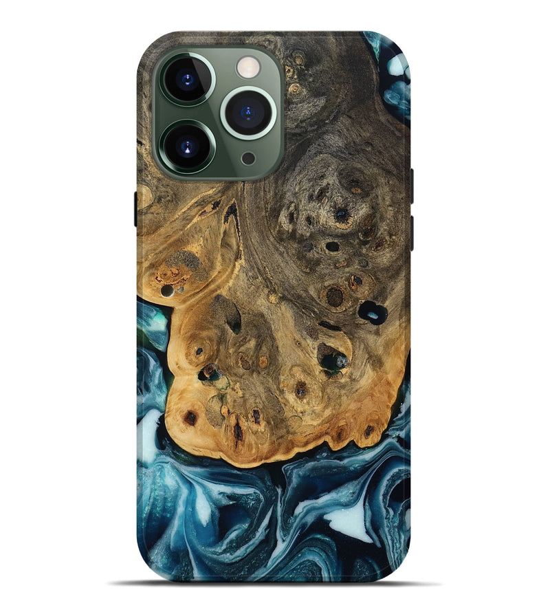 iPhone 13 Pro Max Wood Live Edge Phone Case - Aaron (Blue, 808699)