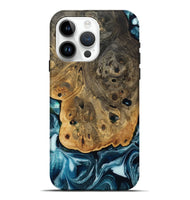 iPhone 15 Pro Max Wood Live Edge Phone Case - Aaron (Blue, 808699)