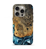 iPhone 16 Pro Wood Live Edge Phone Case - Aaron (Blue, 808699)