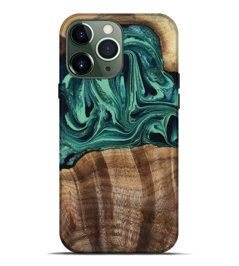 iPhone 13 Pro Max Wood Live Edge Phone Case - Desiree (Green, 808700)