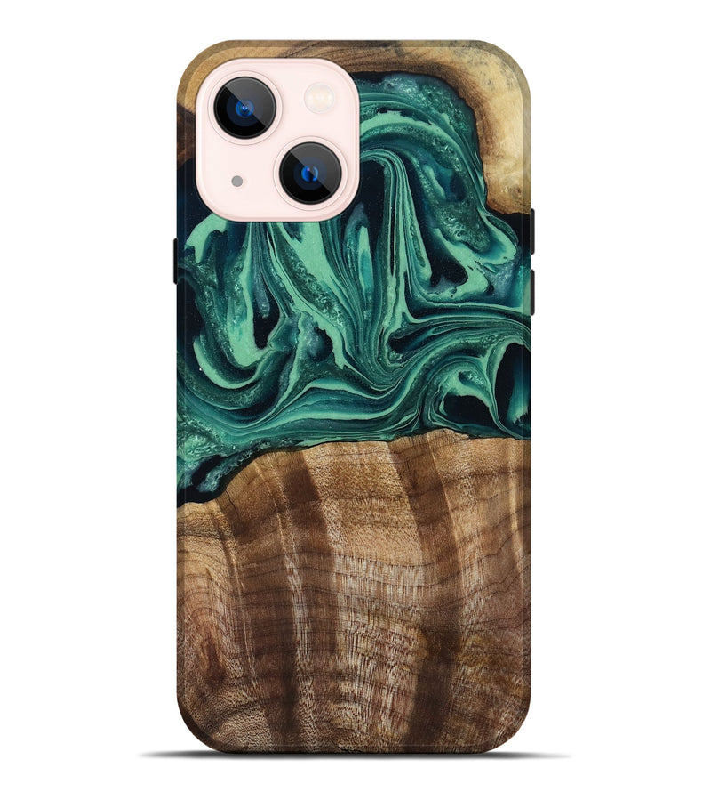 iPhone 14 Plus Wood Live Edge Phone Case - Desiree (Green, 808700)