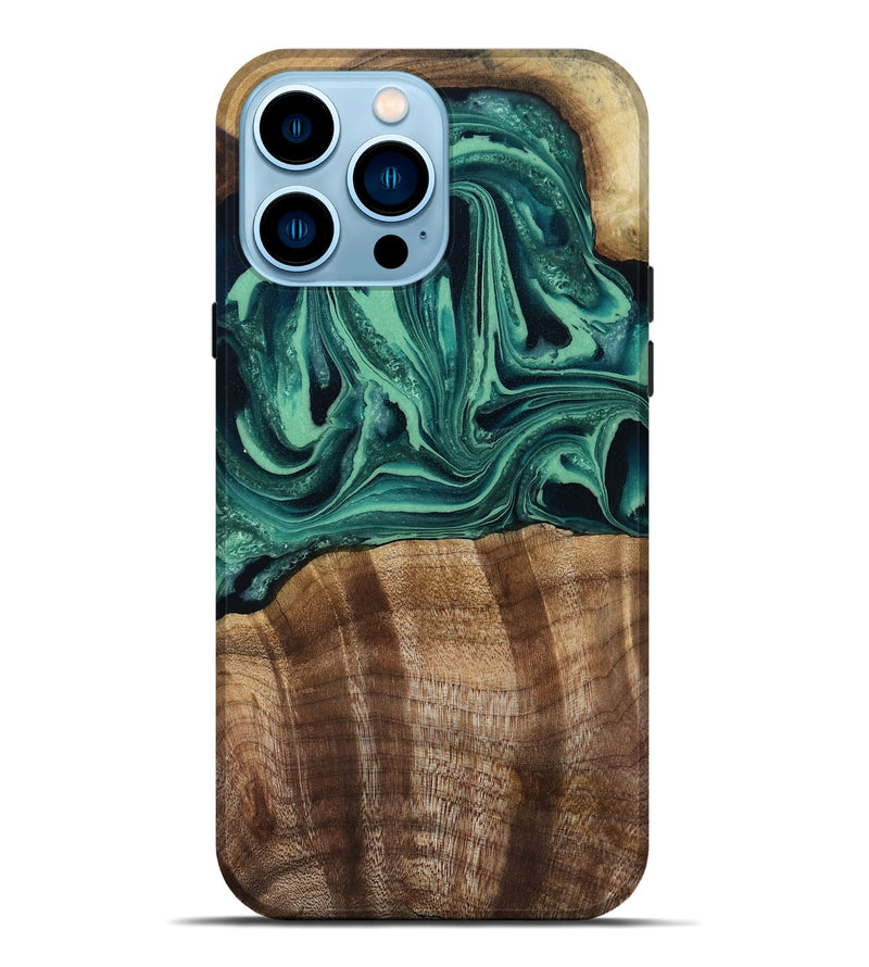 iPhone 14 Pro Max Wood Live Edge Phone Case - Desiree (Green, 808700)