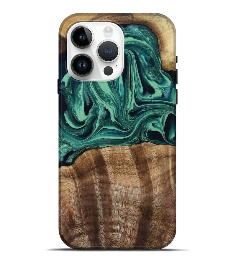 iPhone 15 Pro Max Wood Live Edge Phone Case - Desiree (Green, 808700)