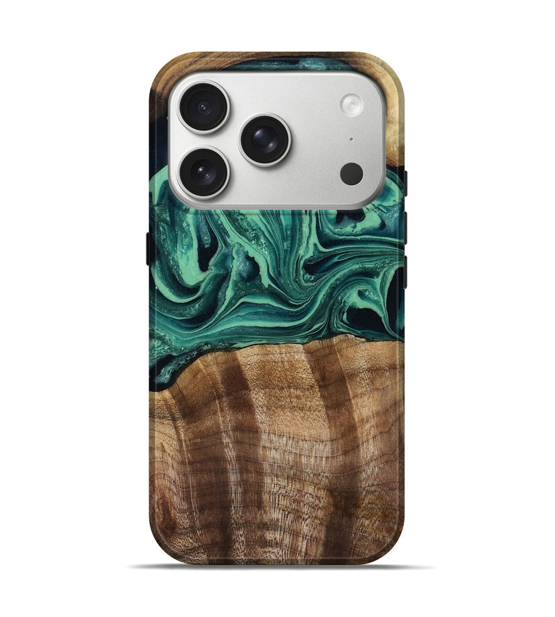 iPhone 17 Pro Wood Live Edge Phone Case - Desiree (Green, 808700)