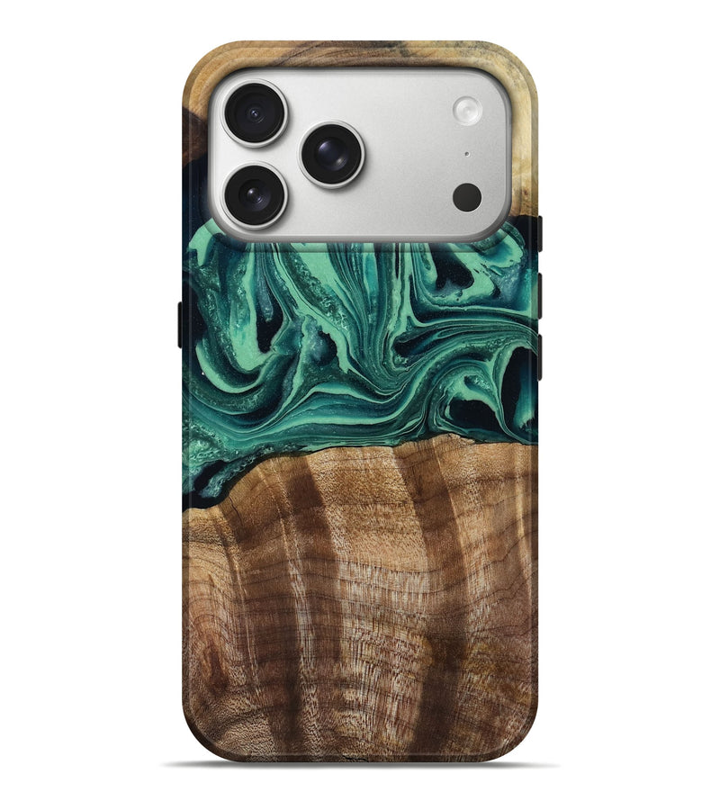 iPhone 17 Pro Max Wood Live Edge Phone Case - Desiree (Green, 808700)