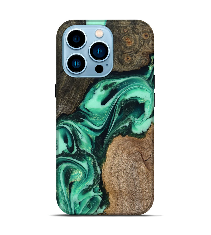 iPhone 14 Pro Wood Live Edge Phone Case - Berkley (Green, 808701)