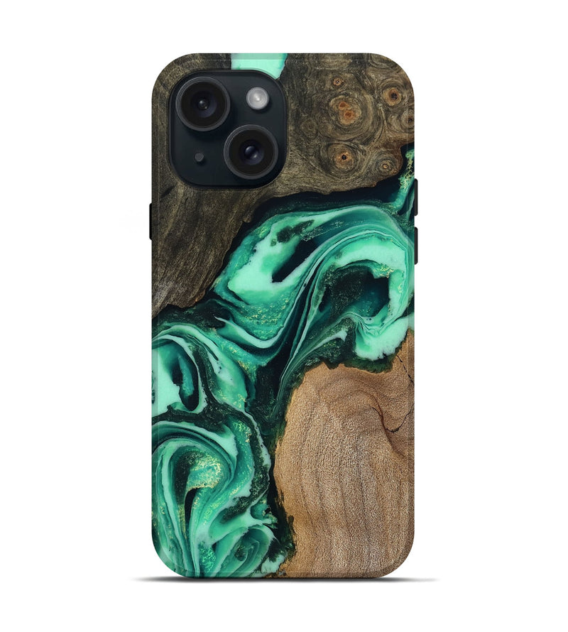 iPhone 15 Wood Live Edge Phone Case - Berkley (Green, 808701)