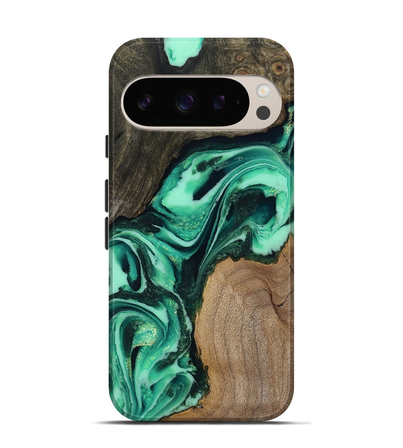 Pixel 9 Wood Live Edge Phone Case - Berkley (Green, 808701)
