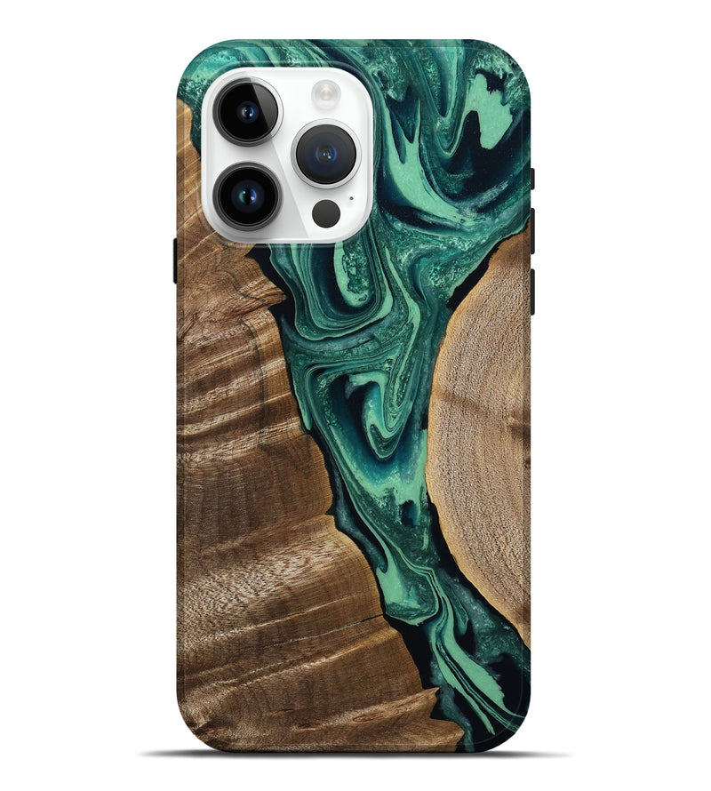 iPhone 15 Pro Max Wood Live Edge Phone Case - Garth (Green, 808702)