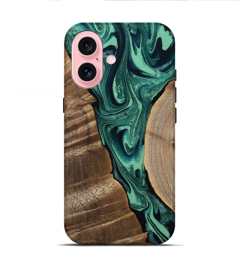 iPhone 16 Wood Live Edge Phone Case - Garth (Green, 808702)