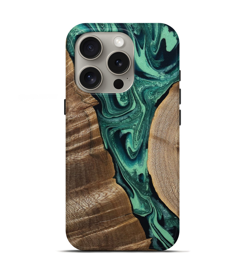iPhone 16 Pro Wood Live Edge Phone Case - Garth (Green, 808702)