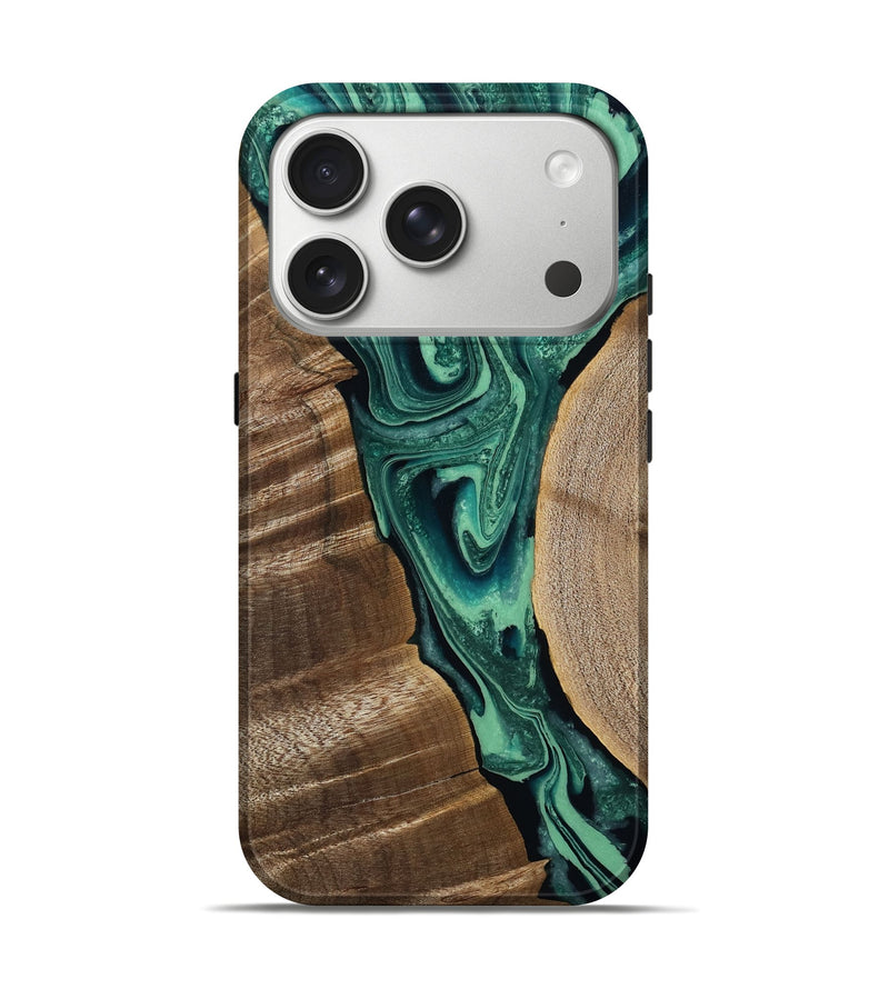 iPhone 17 Pro Wood Live Edge Phone Case - Garth (Green, 808702)