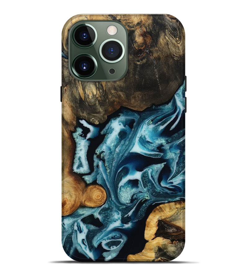 iPhone 13 Pro Max Wood Live Edge Phone Case - Garrick (Blue, 808703)