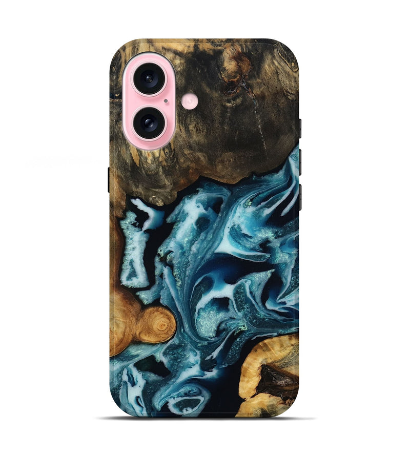 iPhone 17 Wood Live Edge Phone Case - Garrick (Blue, 808703)