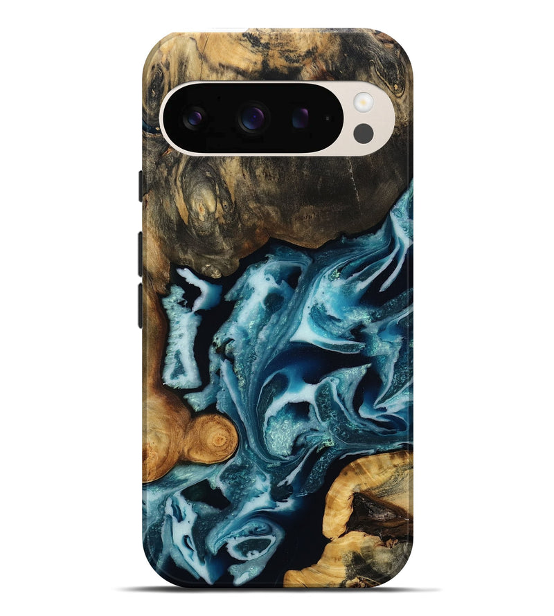 Pixel 10 Pro XL Wood Live Edge Phone Case - Garrick (Blue, 808703)