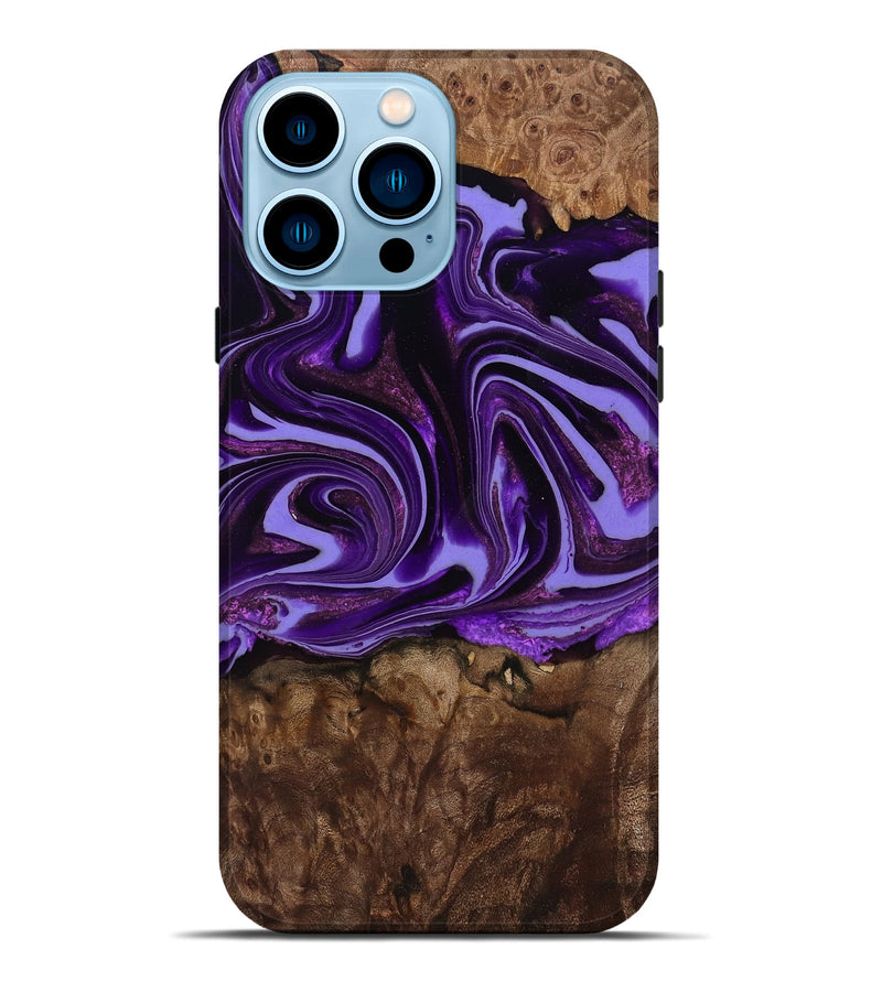 iPhone 14 Pro Max Wood Live Edge Phone Case - Brielle (Purple, 808705)