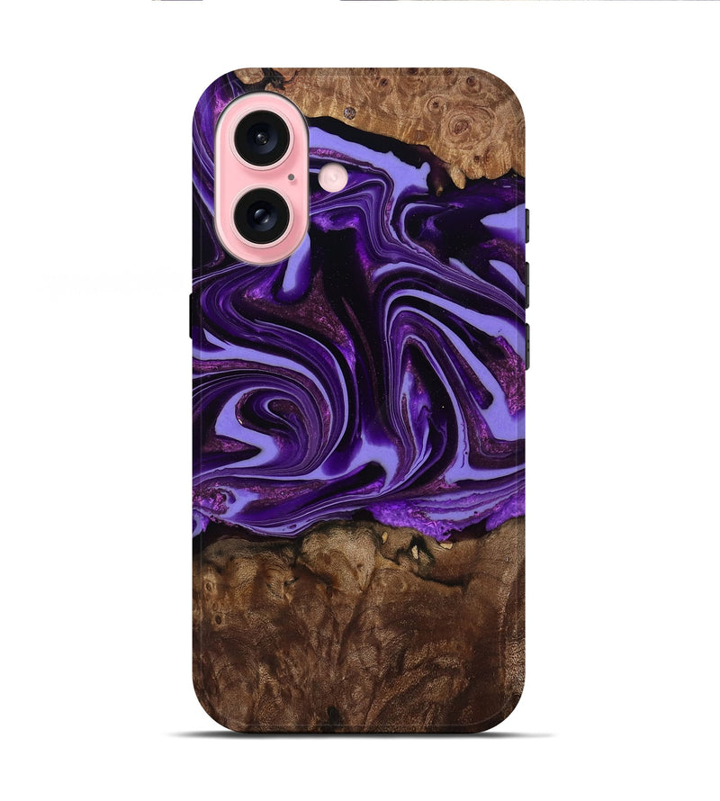 iPhone 16 Wood Live Edge Phone Case - Brielle (Purple, 808705)