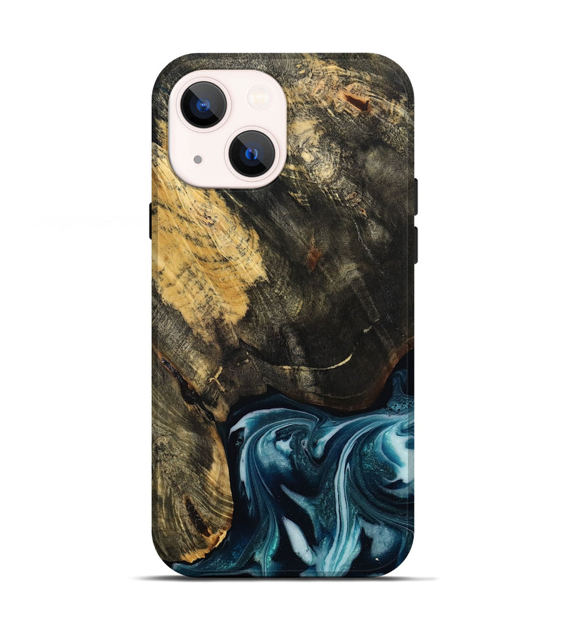 iPhone 13 Wood Live Edge Phone Case - Raven (Blue, 808706)
