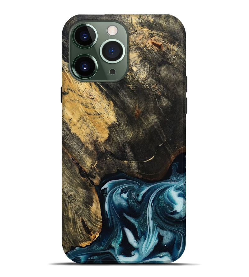 iPhone 13 Pro Max Wood Live Edge Phone Case - Raven (Blue, 808706)