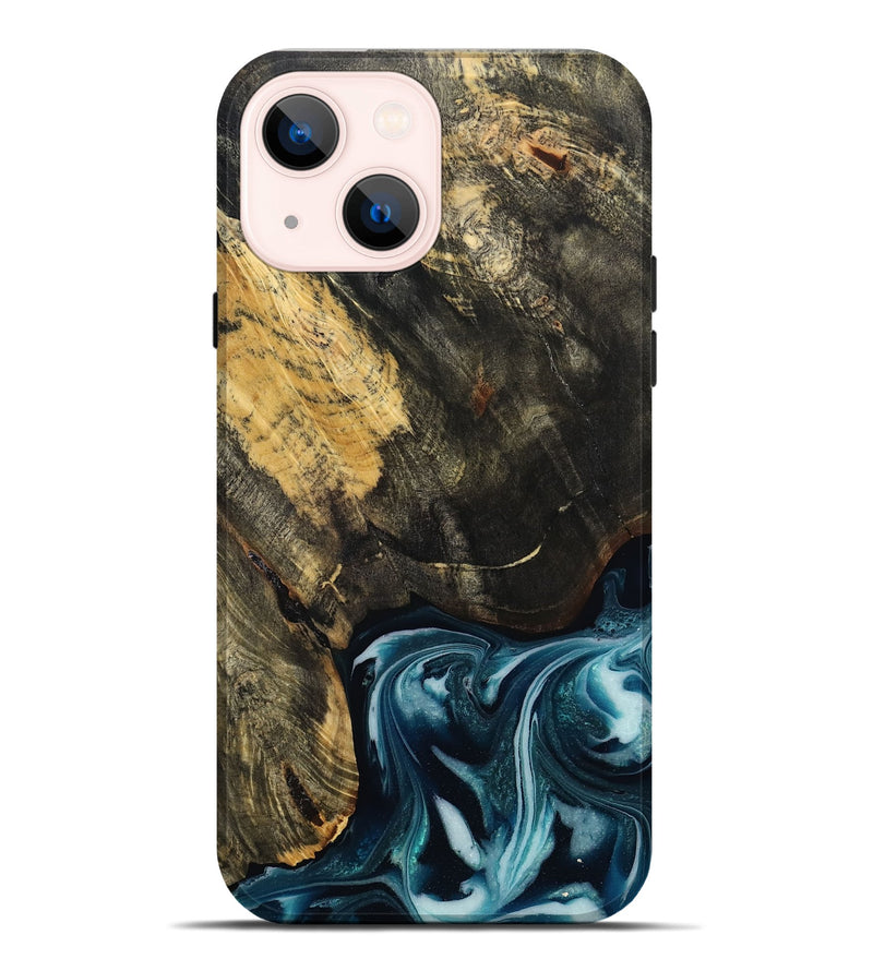 iPhone 14 Plus Wood Live Edge Phone Case - Raven (Blue, 808706)