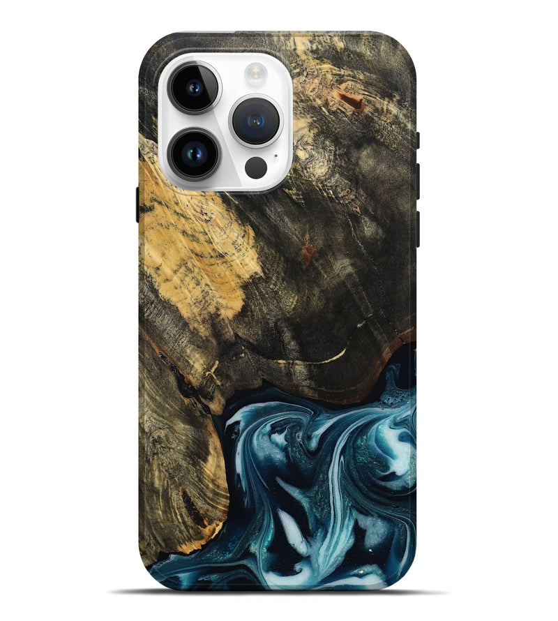 iPhone 15 Pro Max Wood Live Edge Phone Case - Raven (Blue, 808706)