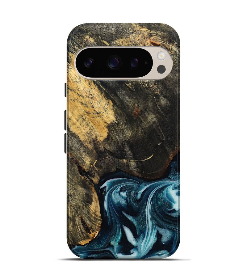 Pixel 9 Pro Wood Live Edge Phone Case - Raven (Blue, 808706)