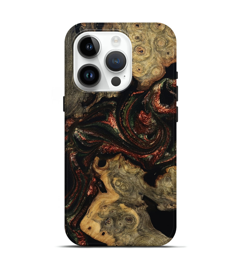 iPhone 15 Pro Wood Live Edge Phone Case - Azalea (Red, 808707)