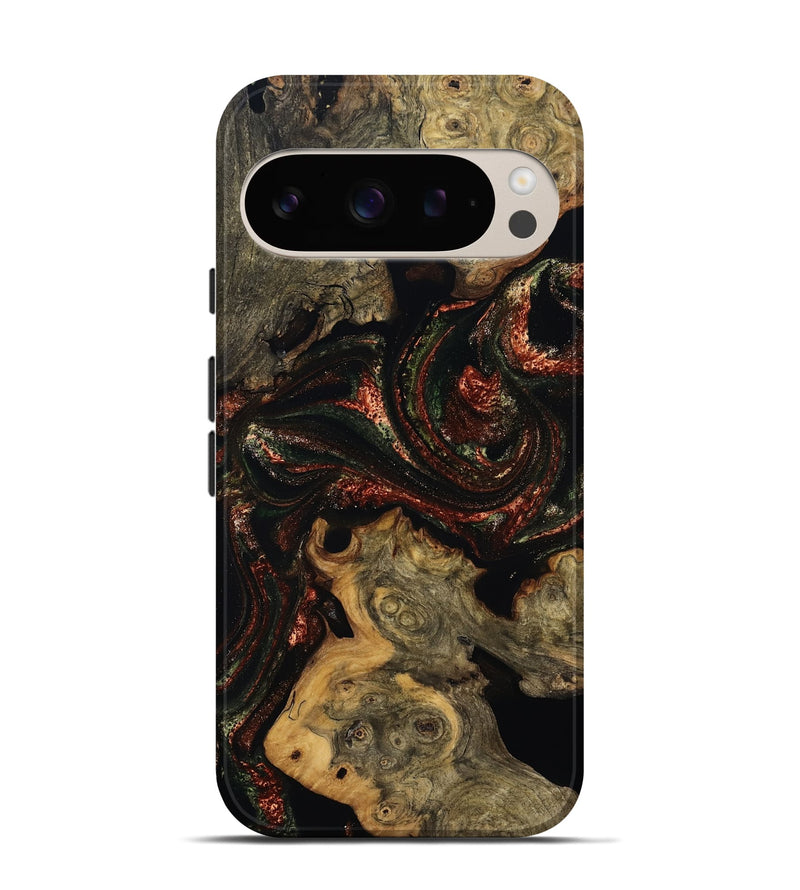 Pixel 9 Pro Wood Live Edge Phone Case - Azalea (Red, 808707)