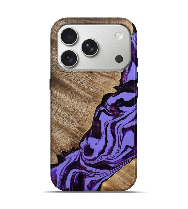 iPhone 17 Pro Wood Live Edge Phone Case - Almon (Purple, 808709)