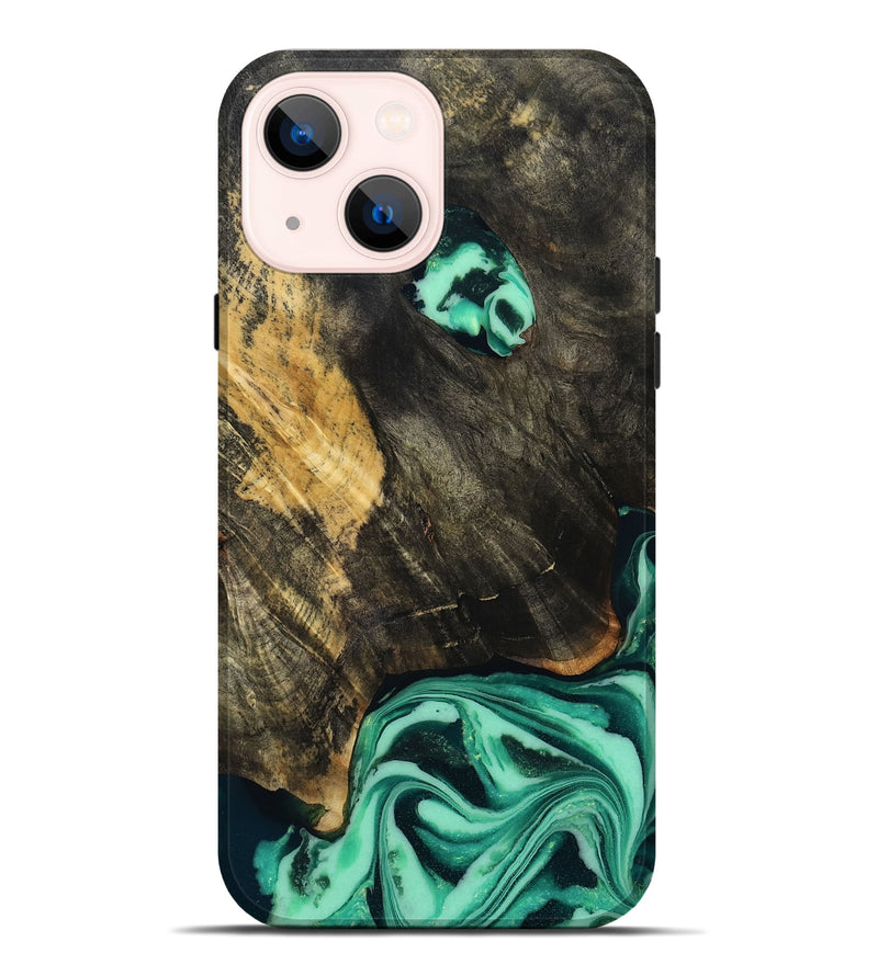 iPhone 14 Plus Wood Live Edge Phone Case - Aleyna (Green, 808710)