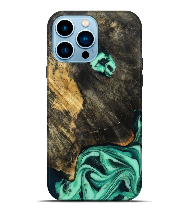 iPhone 14 Pro Max Wood Live Edge Phone Case - Aleyna (Green, 808710)