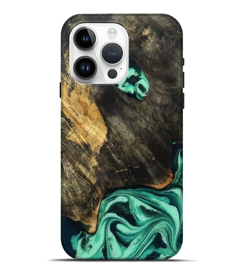 iPhone 15 Pro Max Wood Live Edge Phone Case - Aleyna (Green, 808710)
