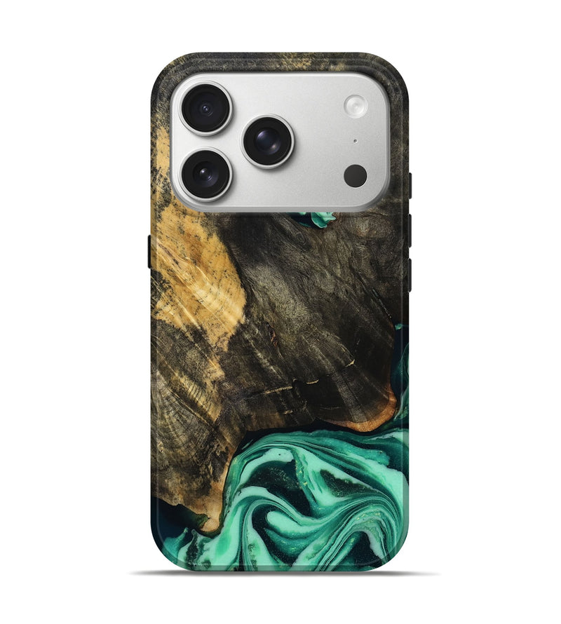 iPhone 17 Pro Wood Live Edge Phone Case - Aleyna (Green, 808710)