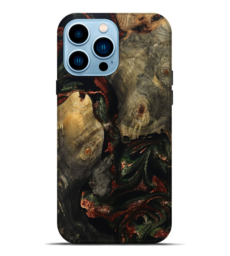 iPhone 14 Pro Max Wood Live Edge Phone Case - Alayah (Red, 808711)