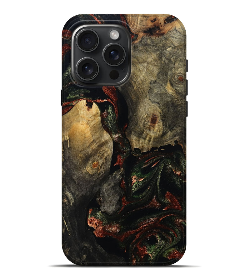 iPhone 16 Pro Max Wood Live Edge Phone Case - Alayah (Red, 808711)