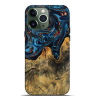 iPhone 13 Pro Max Wood Live Edge Phone Case - Manila (Teal & Gold, 808712)