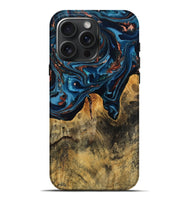 iPhone 16 Pro Max Wood Live Edge Phone Case - Manila (Teal & Gold, 808712)