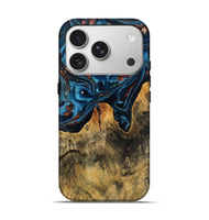 iPhone 17 Pro Wood Live Edge Phone Case - Manila (Teal & Gold, 808712)