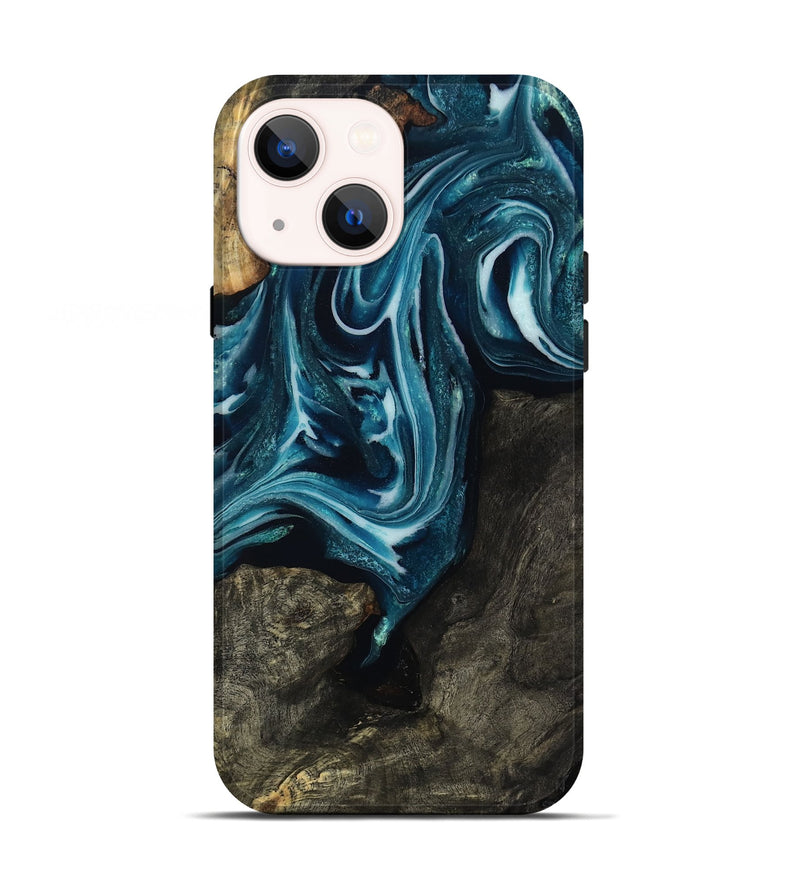 iPhone 13 Wood Live Edge Phone Case - Elmore (Blue, 808713)