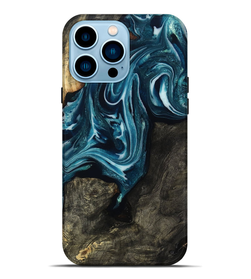 iPhone 14 Pro Max Wood Live Edge Phone Case - Elmore (Blue, 808713)