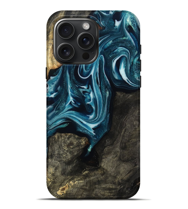 iPhone 16 Pro Max Wood Live Edge Phone Case - Elmore (Blue, 808713)