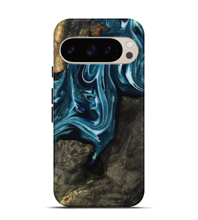 Pixel 9 Pro Wood Live Edge Phone Case - Elmore (Blue, 808713)